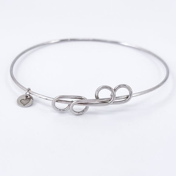 Vintage Sterling Silver 925 Infinity Bangle Bracelet | Adjustable Wire | 8.25" - Picture 2 of 7